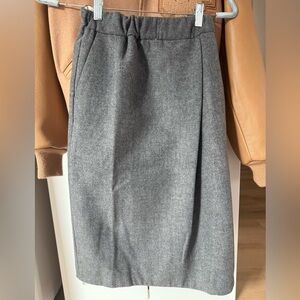 Wilfred Charcoal Wool Pencil Skirt